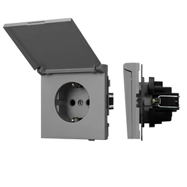 Фото #1 товара Механизм розетки влагозащищённый SCT-TENDO-MCP-PL-GR (230V, 16A) (Arlight, Графитовый)