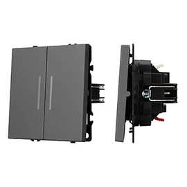 Фото #1 товара Механизм звонкового выключателя двухклавишный LED SWT-NOBE-MKR2-SFPL-L-GR (230V, 10A) (Arlight, Серый базальт)