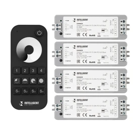 Фото #1 товара INTELLIGENT ARLIGHT Диммер SMART-SET-PWM-101-72-DIM-PD-SUF Black (5-36V, 1x8A, x4, ПДУ 13кн, 2.4G) (IARL, IP20 Пластик, 5 лет)