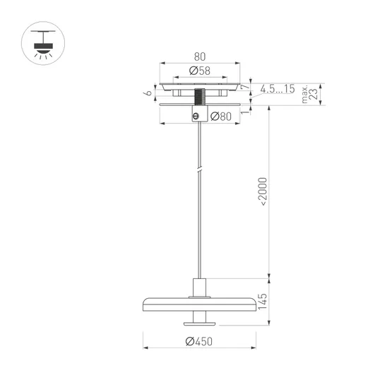 Фото #2 товара Светильник SP-KOTARO-R450-12W Warm3000 (BK-GR, 36 deg, 230V, TRIAC) (Arlight, IP20)