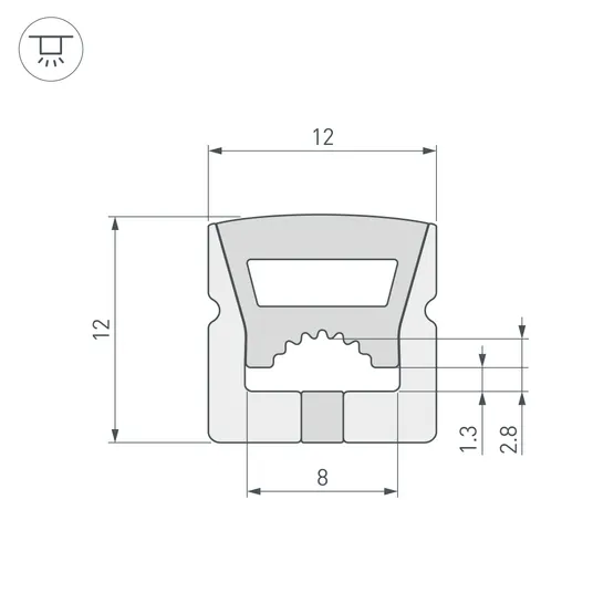 Фото #2 товара Силиконовый профиль WPH-FLEX-1212-TOP-S8-5m WHITE (Arlight, Силикон)