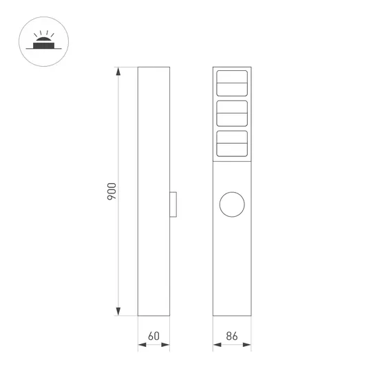 Фото #5 товара Светильник LGD-TILLIS-BOLL-SOCKET-H900-12W Warm3000 (GR, 92 deg, 230V) (Arlight, IP54 Металл, 3 года)