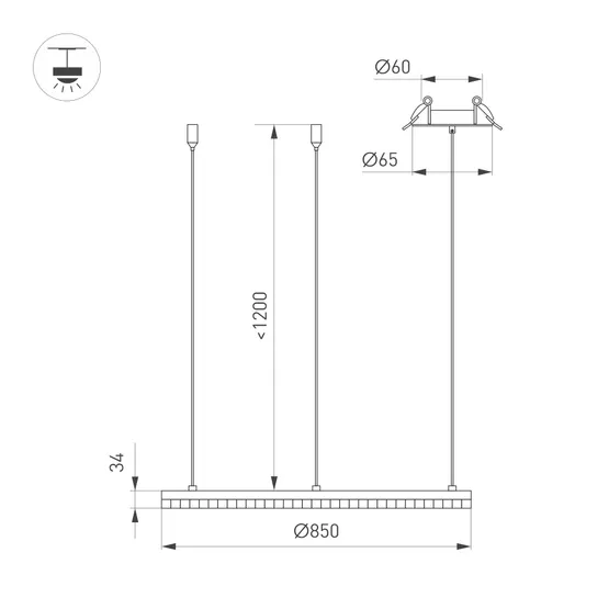Фото #3 товара Светильник SP-DIAMOND-R850-40W Warm3000 (WH, 45 deg, 230V, TRIAC) (Arlight, IP20 Металл, 5 лет)