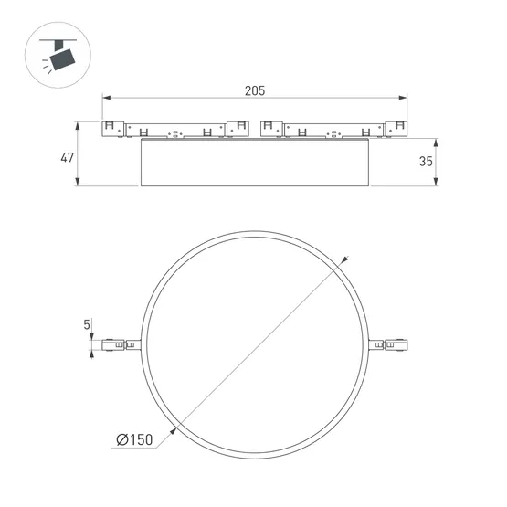 Фото #2 товара Светильник MAG-MICROCOSM-RONDO-R150-15W Warm3000 (BK, 90 deg, 24V) (Arlight, IP20 Металл, 5 лет)