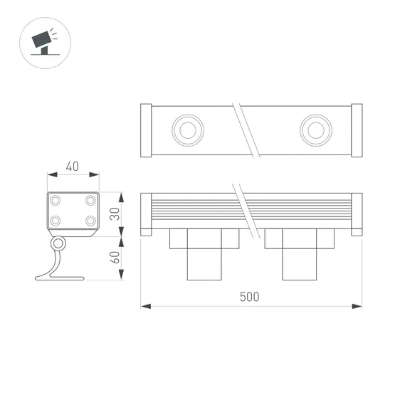 Фото #4 товара Светодиодный прожектор AR-LINE-500XS-6W-220V Day (Grey, 30 deg) (Arlight, IP65 Металл, 3 года)