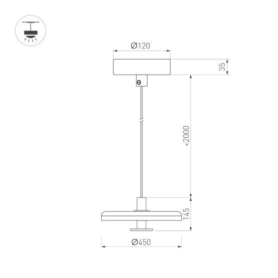 Фото #3 товара Светильник SP-KOTARO-R450-12W Warm3000 (BK-GR, 36 deg, 230V, TRIAC) (Arlight, IP20)