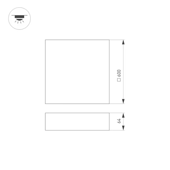 Фото #5 товара Светильник SP-QUADRO-S600x600-60W Warm3000 (WH, 120 deg, 230V) (Arlight, IP40 Металл, 3 года)